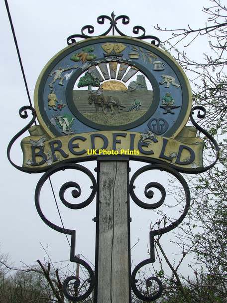 Photo 6"x4" Bredfield Village Sign Bredfield c2014