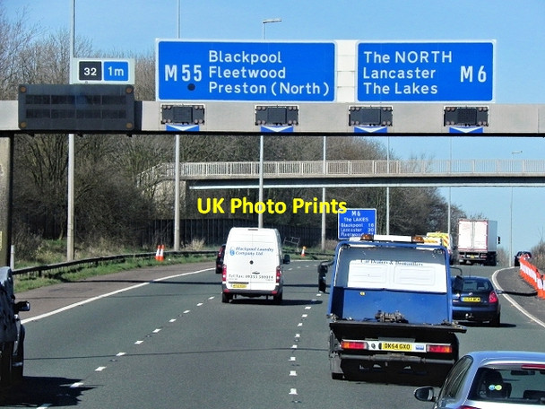 Photo 6"x4" Sign Gantry Approaching Junction 31, Northbound M6 Fulwood\/SD5431 c2014