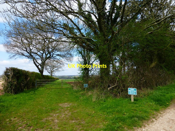 Photo 6"x4" Field gate and notices on the Ox Drove Way Preston Candover c2014