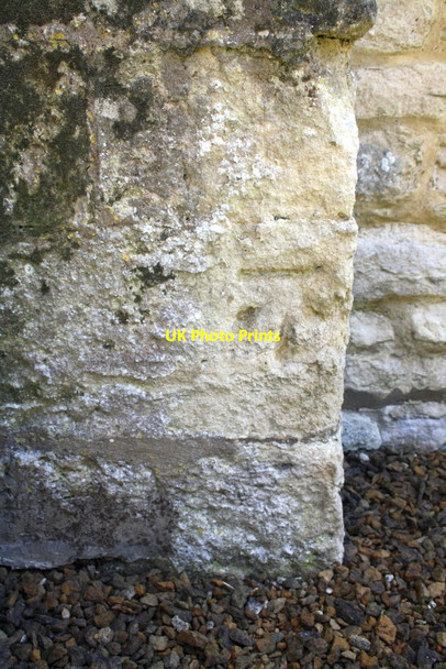 Photo 6"x4" Benchmark on tower buttress of St Giles' Church Horspath c2014