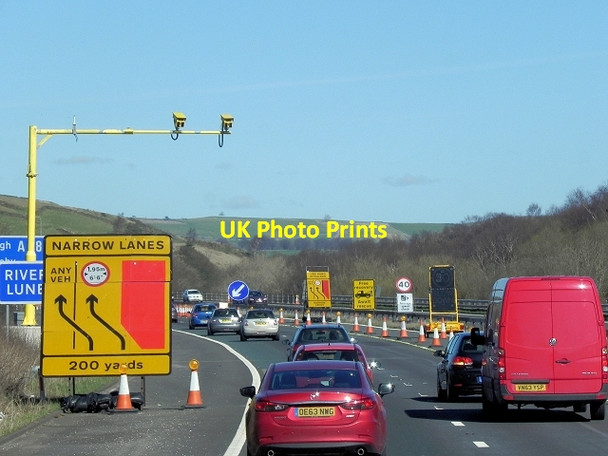 Photo 6"x4" Roadworks on the M6 where it crosses the River Lune Low Borrowbridge c2014