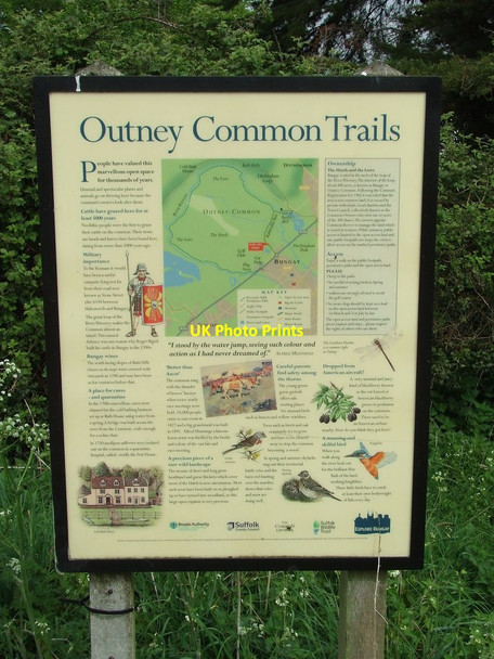 Photo 6"x4" Outney Common Information Board Bungay c2014