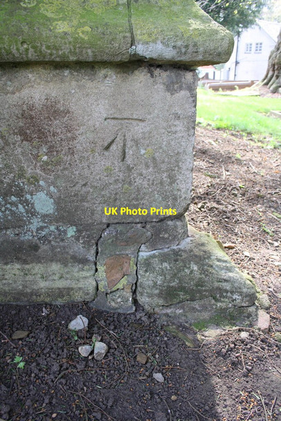 Photo 6"x4" Benchmark on buttress of St Mary's Church Ashby Folville c2014