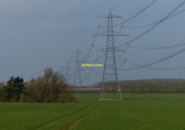 Photo 6"x4" Power lines crossing the Rutland farmland Belmesthorpe c2014