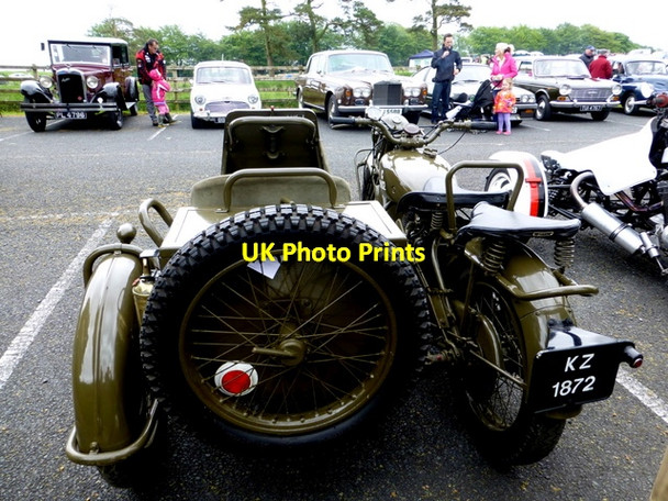 Photo 6"x4" Norton motorbike and side-car (rear view) Beragh c2014