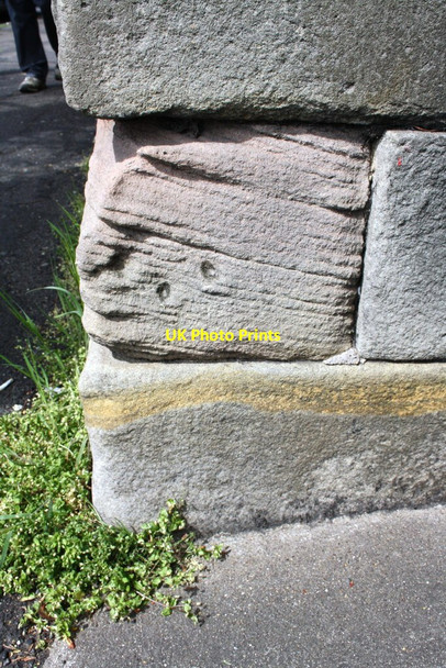 Photo 6"x4" Remains of a benchmark on gatepier of Belvoir House Care Home? Grantham c2014