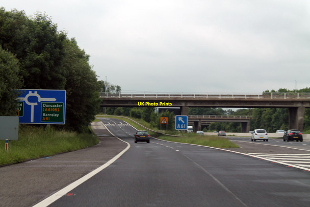 Photo 6"x4" M1 approaching junction 36 Hoyland Common c2014