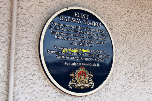 Photo 6"x4" Plaque, Flint railway station Flint\/Y Fflint c2014