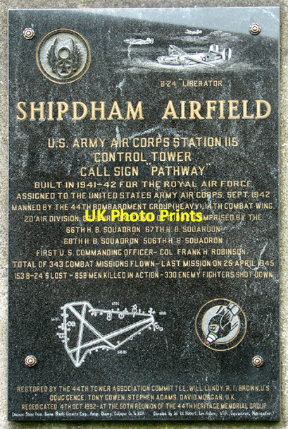 Photo 6"x4" 44th Bomb Group memorial at Shipdham Letton Green c2014
