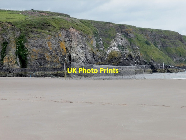 Photo 6"x4" Salmon nets below cliffs at Lunan Braehead of Lunan c2014