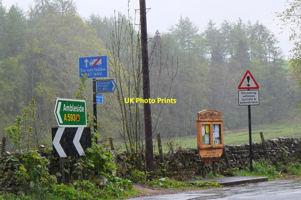 Photo 6"x4" Signs at a road junction, Skelwith Bridge Skelwith Bridge c2015
