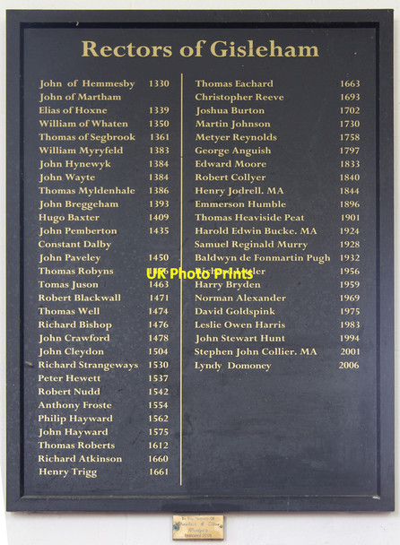 Photo 6"x4" Holy Trinity, Gisleham - Rectors board Gisleham c2015