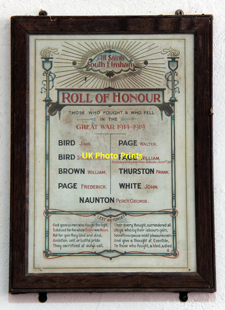 Photo 6"x4" All Saints, South Elmham All Saints - Roll of Honour St Nicholas South Elmham c2015