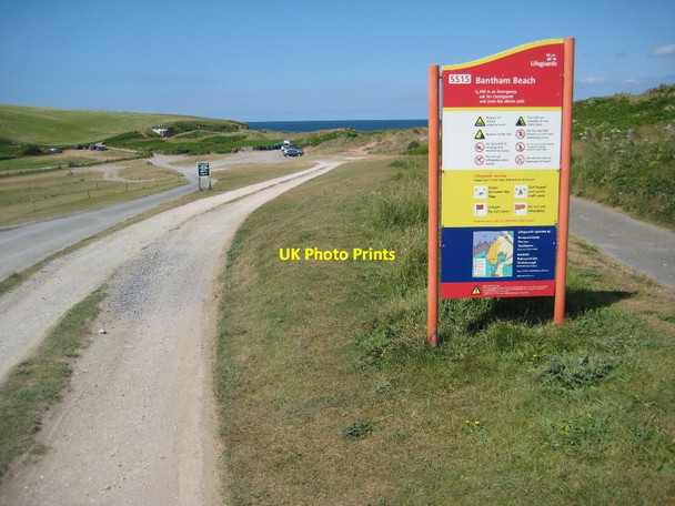 Photo 6"x4" Sign and car park, Bantham Beach Bantham c2011
