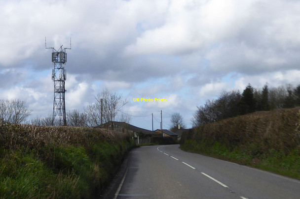 Photo 6"x4" Communications mast and industrial buildings at Crossparks Holsworthy c2016