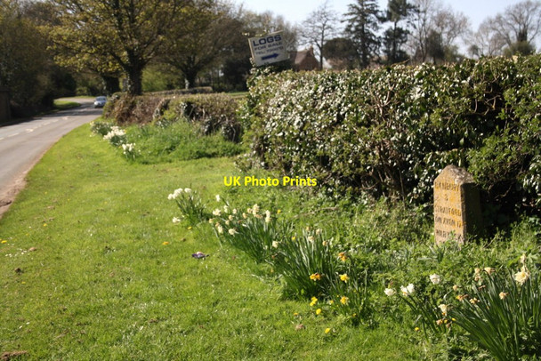 Photo 6"x4" Milestone in verge of A422 Stratford Road Wroxton c2016
