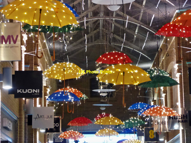 Photo 6"x4" Whitefriars Arcade umbrellas Canterbury\/TR1457 c2016