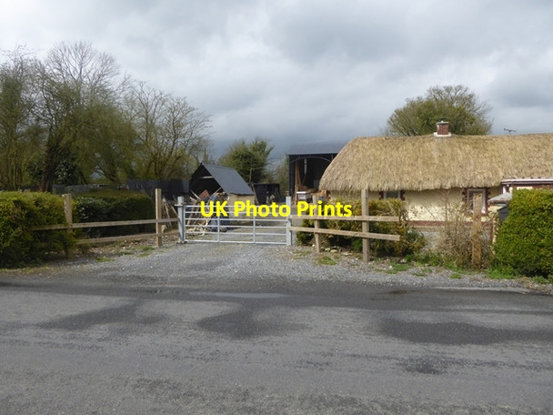Photo 6"x4" Thatched cottage and farmyard near Owenass Bridge Mountmellick c2016