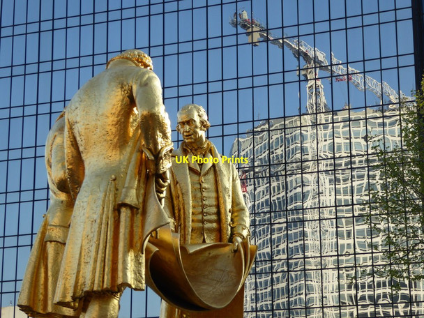 Photo 6"x4" Statues of Matthew Boulton, James Watt and William Murdoch Lee Bank c2016 P1