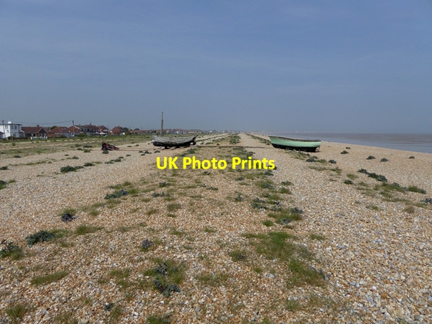 Photo 6"x4" Boats above the beach at Lydd-on-Sea Lade c2016