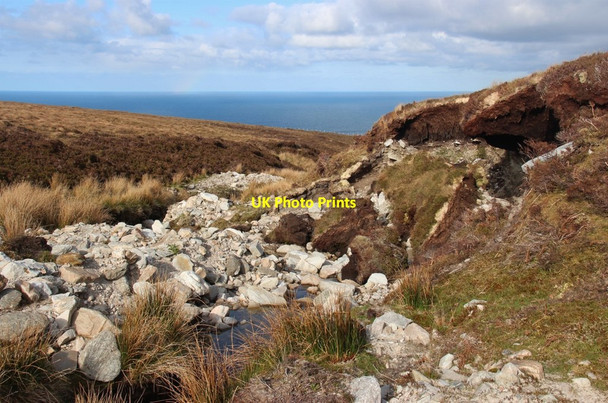 Photo 6"x4" Flood ripped bank of Allt Geodha Brat Achininver c2016