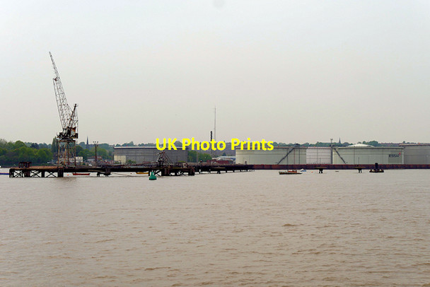 Photo 6"x4" Crane and Storage Tanks at Tranmere Oil Terminal Tranmere c2016