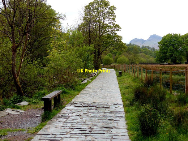 Photo 6"x4" Part of the Cumbrian Way with the Langdale pikes on the skyline Elterwater c2016