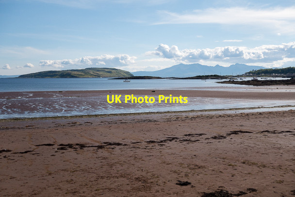 Photo 6"x4" Looking over the sand in Kames Bay towards Little Cumbrae and Arran Millport c2015