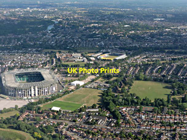 Photo 6"x4" Twickenham from the air Isleworth c2015