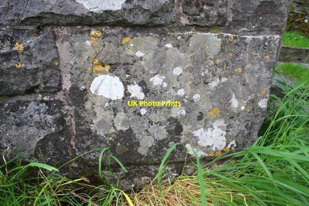 Photo 6"x4" Benchmark on abutment of railway bridge on B6479 New Houses\/SD8073 c2015