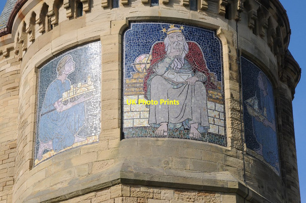 Photo 6"x4" Mosaic triptych, Old College building Aberystwyth c2015