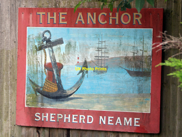 Photo 6"x4" Anchor Inn sign Faversham c2015