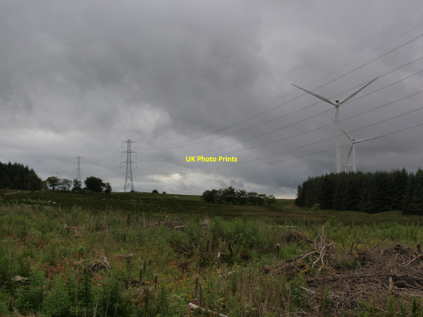 Photo 6"x4" Pylons and turbines Drumclog c2015