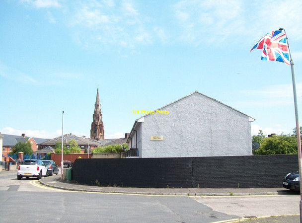 Photo 6"x4" The steeple of the former Carlisle Memorial Methodist Church viewed from Hopewell Crescent Belfast c2015
