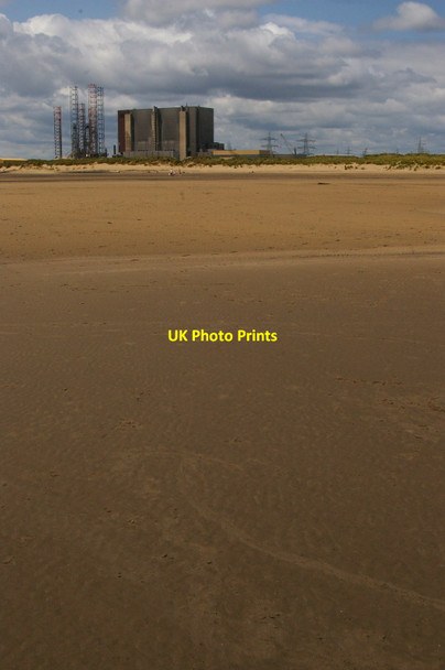 Photo 6"x4" Hartlepool Nuclear Power Station across North Gare Sands Seaton Carew c2015