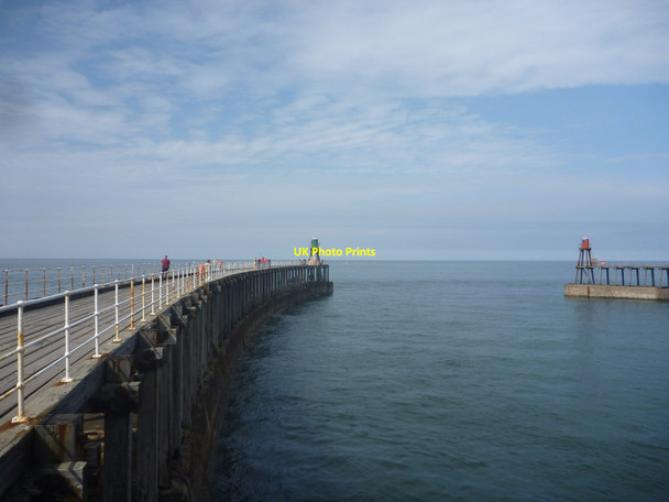 Photo 6"x4" Whitby Townscape : Harbour Lights Whitby\/NZ8910 c2015