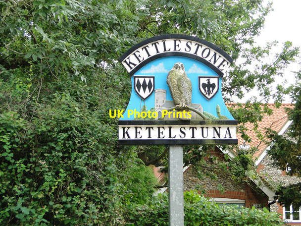 Photo 6"x4" Kettlestone village sign (detail) Kettlestone c2015