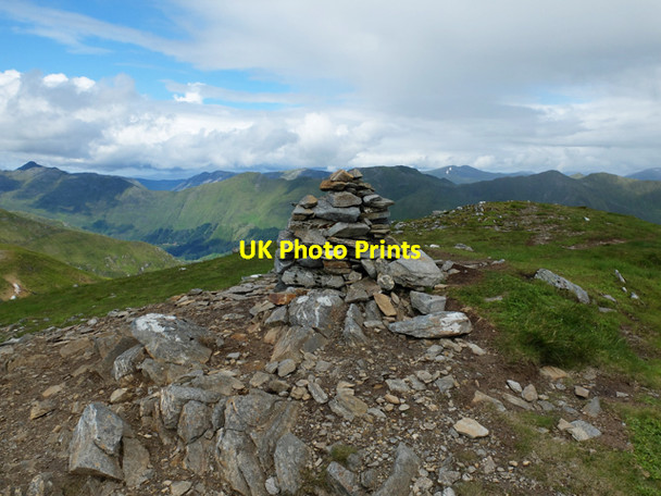 Photo 6"x4" Summit cairn, Maol Chinn-dearg Easter Glen Quoich Burn c2015