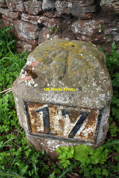 Photo 6"x4" Milestone with benchmark beside A6 Penrith c2015