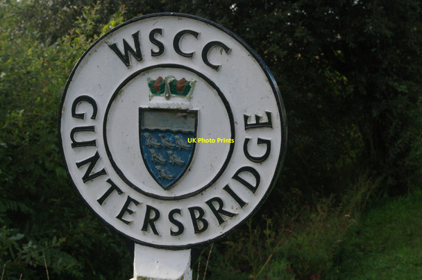 Photo 6"x4" Sign at Gunter's Bridge, West Sussex Gunter's Bridge c2015