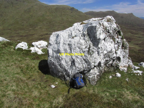 Photo 6"x4" Large quartz boulder above Lairig Riarein, lower eastern slopes of Beinn nan Imirean Meall Glas Beag c2015
