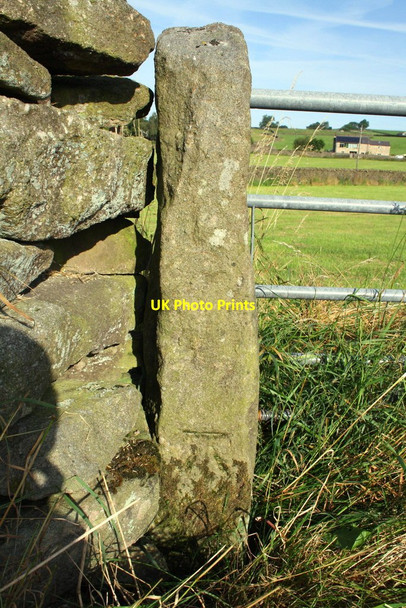 Photo 6"x4" Gatepost with benchmark on west side of Raines Road Settle c2015