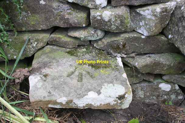 Photo 6"x4" Benchmark on stile step on Paley Green Lane Settle c2015