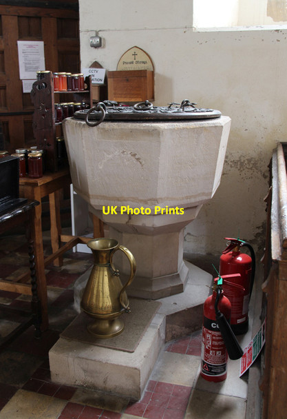 Photo 6"x4" St Mary, Great Wymondley - Font Hitchin c2015