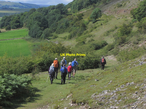 Photo 6"x4" Rambling group walking below Longstone Edge near Rowland Great Longstone c2015
