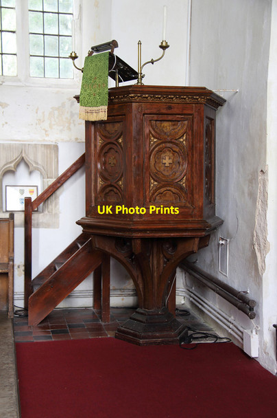 Photo 6"x4" St Mary, Weston Colville - Pulpit Weston Colville c2015