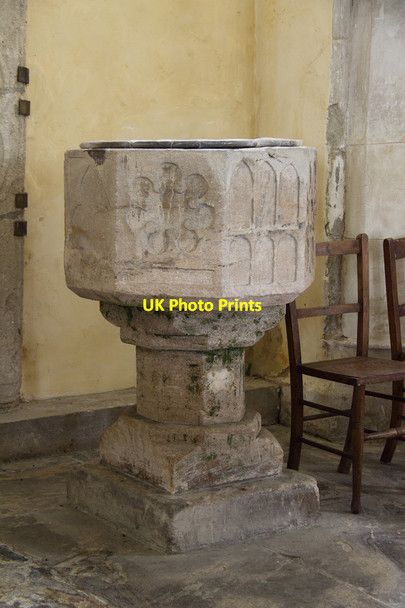 Photo 6"x4" St Mary, Westley Waterless - Font Westley Waterless c2015