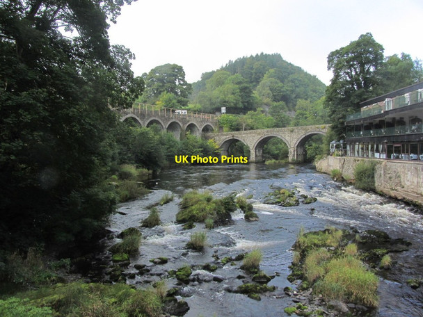 Photo 6"x4" Berwyn - The R Dee & King's Bridge from the recently restored Chain Bridge Llangollen c2015