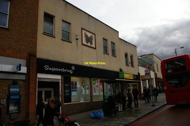 Photo 6"x4" Butterfly mural, Denmark Hill, Camberwell Brixton\/TQ3175 c2015