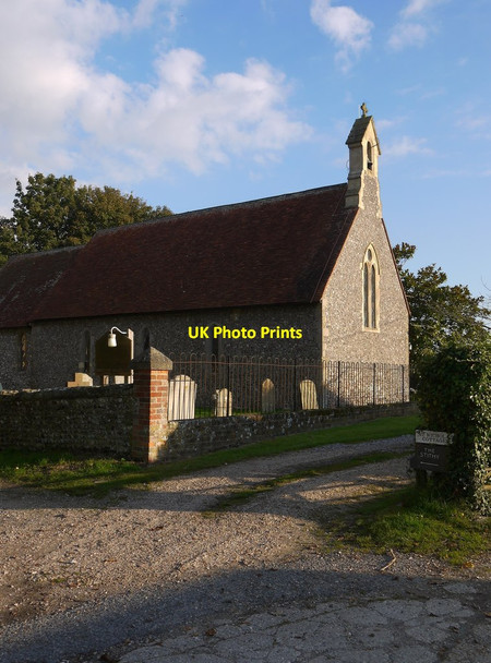 Photo 6"x4" Houghton church: west end and belfry Houghton\/TQ0111 c2015
